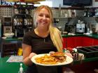 Friendly server with brisket sandwich at The Canteen Restaurant in Barrington Friendly server with brisket sandwich at The Canteen Restaurant in Barrington