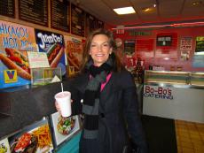 Happy customer getting carry-out at Bo-Bo's Restaurant in Deerfield Happy customer getting carry-out at Bo-Bo's Restaurant in Deerfield