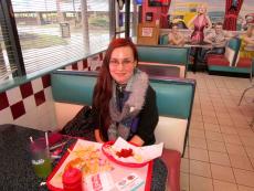 Customer enjoying lunch at Bo-Bo's Gyros & Ice Cream Parlor in Vernon Hills Customer enjoying lunch at Bo-Bo's Gyros & Ice Cream Parlor in Vernon Hills