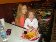 Mom and daughter enjoying lunch at Burger Baron Restaurant in Arlington Heights Mom and daughter enjoying lunch at Burger Baron Restaurant in Arlington Heights