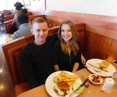 Couple enjoying lunch at Butterfield's Pancake House & Restaurant in Northbrook Couple enjoying lunch at Butterfield's Pancake House & Restaurant in Northbrook
