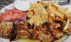 The famous Chicken Souvlaki at Charcoal Flame Grill in Morton Grove The famous Chicken Souvlaki at Charcoal Flame Grill in Morton Grove