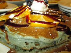 The famous pancakes at Eggs Inc. Cafe in Chicago, Streeterville The famous pancakes at Eggs Inc. Cafe in Chicago, Streeterville