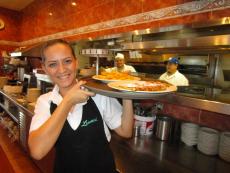 Friendly server at Lumes Pancake House in Orland Park Friendly server at Lumes Pancake House in Orland Park