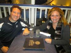 Couple enjoying dinner at Mykonos Greek Restaurant in Niles Couple enjoying dinner at Mykonos Greek Restaurant in Niles